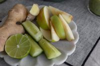 Kaboompics - Sliced Green Smoothie Ingredients on a Decorative Plate
