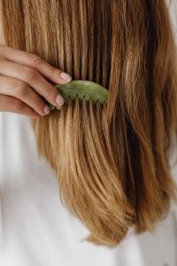 Kaboompics - Close-Up Jade Comb in Long Brown Hair