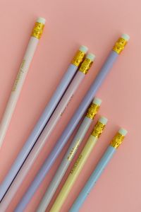 Kaboompics - Pastel Pencils on Soft Pink Background