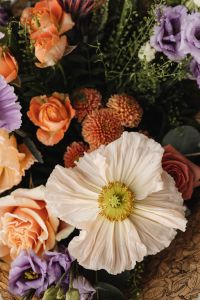 Kaboompics - White Flower and Peach Roses in a Spring Bouquet