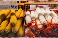 Kaboompics - Fuet and Cured Sausages at a Spanish Market Counter