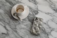 Kaboompics - Coffee Cup and Smartphone on Arabescato Marble
