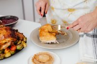 Kaboompics - Cutting and Plating Roast Turkey with Cranberry Sauce