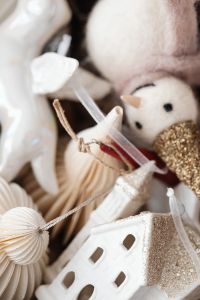 Kaboompics - Close-Up Neutral Christmas Ornaments and House