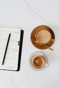 Kaboompics - Coffee - Weekly Planner on Marble