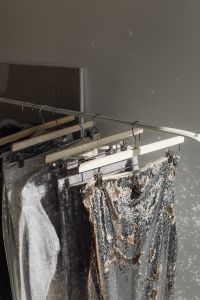 Kaboompics - Silver Sequin Dress Detail with Warm Metallic Highlights
