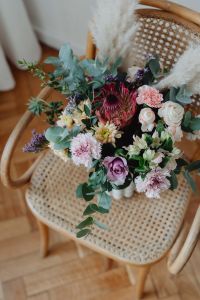 Kaboompics - Pastel Flower Centerpiece in a Pearl Bead Vase