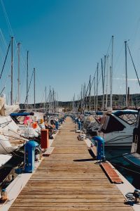 Kaboompics - Sailboat Masts Framing Clear Blue Sky with Copy Space