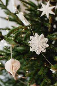 Kaboompics - Decorated Christmas Tree with Handmade Paper Ornaments