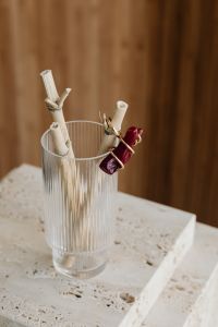 Kaboompics - Red Beaded Jewelry and Ribbed Glassware