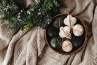 Kaboompics - Paper Ornaments in Bowl with Christmas Greenery