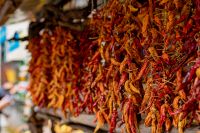 Kaboompics - Hanging Dried Chili Peppers At An Italian Market