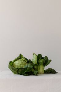 Kaboompics - Leek, Cabbage and Bok Choy on Light Background, Minimal Food Styling