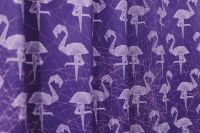 Kaboompics - Wide Ultra Violet Fabric with White Geometric Flamingos