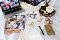 Kaboompics - Cozy Remote Work Flat Lay With Laptop, Planner And Coffee