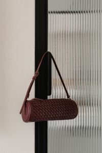 Kaboompics - Burgundy Woven Shoulder Bag by Ribbed Glass