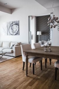 White and bright interior of a designer living room