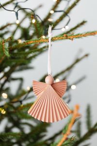 Kaboompics - Peach Paper Angel Ornament on a Christmas Tree
