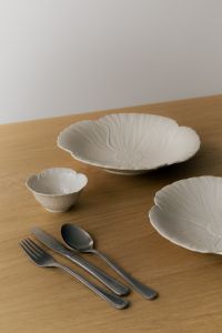 Minimalist White Ceramic Dinnerware Styling on Wood for Neutral Table Setting and Home Decor
