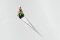 Upright Colored Glass Prism and Long Shadow for Creative Branding Backdrops