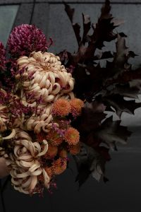 Kaboompics - Autumn Flower Bouquet With Dark Burgundy Leaves