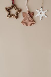 Kaboompics - Neutral Christmas Flat Lay with Gold Star, Paper Angel and Snowflake