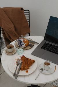 Kaboompics - Laptop and Croissants in a Coffeehouse Work Setup