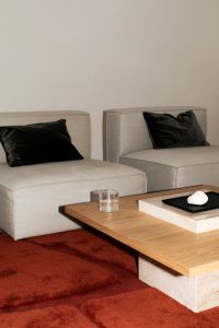 Kaboompics - Minimal Living Room Scene With Sofa And Wooden Coffee Table