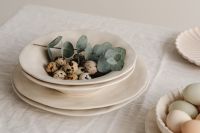 Kaboompics - Quail Eggs And Eucalyptus In Neutral Table Setting