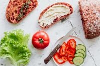 Kaboompics - Vegetable Sandwich Ingredients with Hummus Toast and Cut Peppers