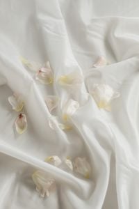 Kaboompics - White Flower Petals on Cream Fabric, Minimal Botanical Wallpaper