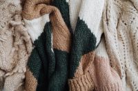 Kaboompics - Close-Up of Cream, Camel and Green Knit Textures