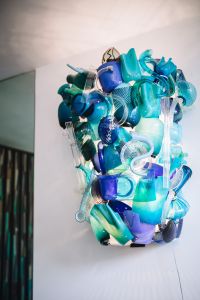 Kaboompics - Large Turquoise Glass Art Installation in a Murano Museum Gallery