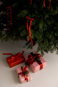 Kaboompics - Soft Focus Christmas Gifts and Red Ribbons Under Tree
