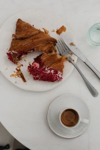 Kaboompics - Close-Up Croissant with Berry Topping and Espresso