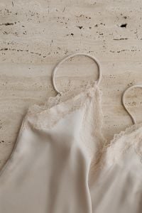 Kaboompics - Cream Satin Nightgown Lace Detail