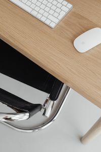 Kaboompics - Modern Chrome Office Chair Beside a Minimal Oak Computer Desk