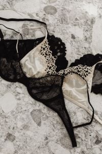 Kaboompics - Black Lace Bras and Beige Satin Bra Collection