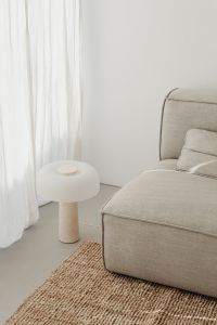 Kaboompics - White Table Lamp beside Gray Sofa and Sheer Curtains