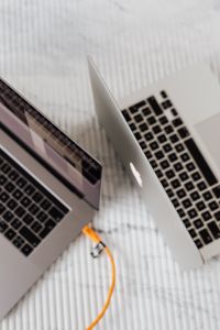 Laptops on White Marble