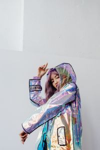 Kaboompics - Asian Model with Neon Makeup and Holographic Styling