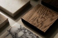 Kaboompics - Wood Grain and White Marble Material Samples on a Neutral Background