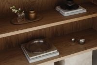 Kaboompics - Oak shelf styling with flowers and decorative objects