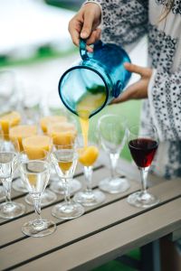 Orange Juice, Wine and Water Glasses for Party Table Settings