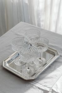 Kaboompics - Crystal Glasses on Reflective Silver Tray