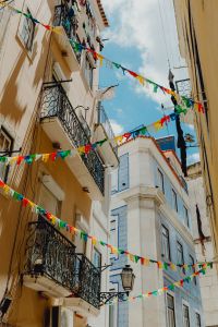 Streets decorated for the Saint Anthony Feast in Lisbon, Portugal