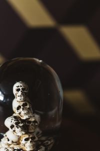 Kaboompics - Dark Halloween Wallpaper with Skull Globe and Copy Space
