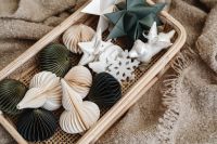 Kaboompics - Tray of Handmade Paper Ornaments and Holiday Decorations