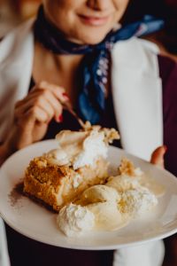 Kaboompics - Apple pie with whipped cream and ice cream in Cafe Verte