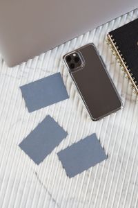 Blue Business Card Mockups on Marble, Terrazzo and Office Surfaces